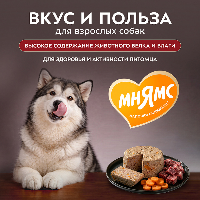 Влажный корм Мнямс Деликатес Паштет из говядины с морковью для собак всех пород "Бразато по-итальянски" 200 г