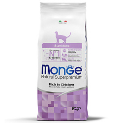 Сухой корм Monge Cat Daily Line Sterilised для стерилизованных кошек, из курицы 10 кг