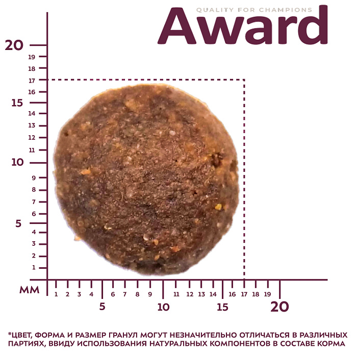 Сухой корм AWARD PFB для взрослых собак крупных пород с курицей и индейкой с добавлением тыквы и шиповника 15кг