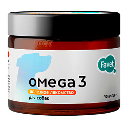 Favet Полезное лакомство Omega 3 SoftChews качество шерсти для собак, 120г