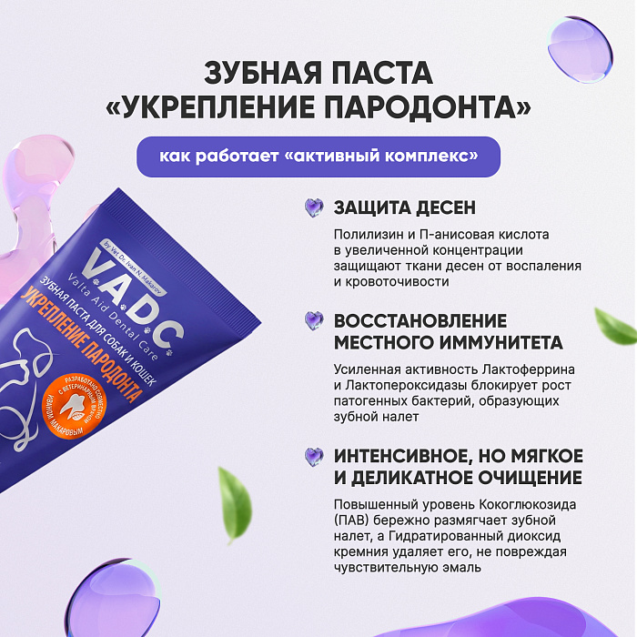 V.A.D.C. (ВИ.ЭЙ.ДИ.ЭС.) «Укрепление пародонта» зубная паста с ароматом говядины для собак и кошек, 50 мл