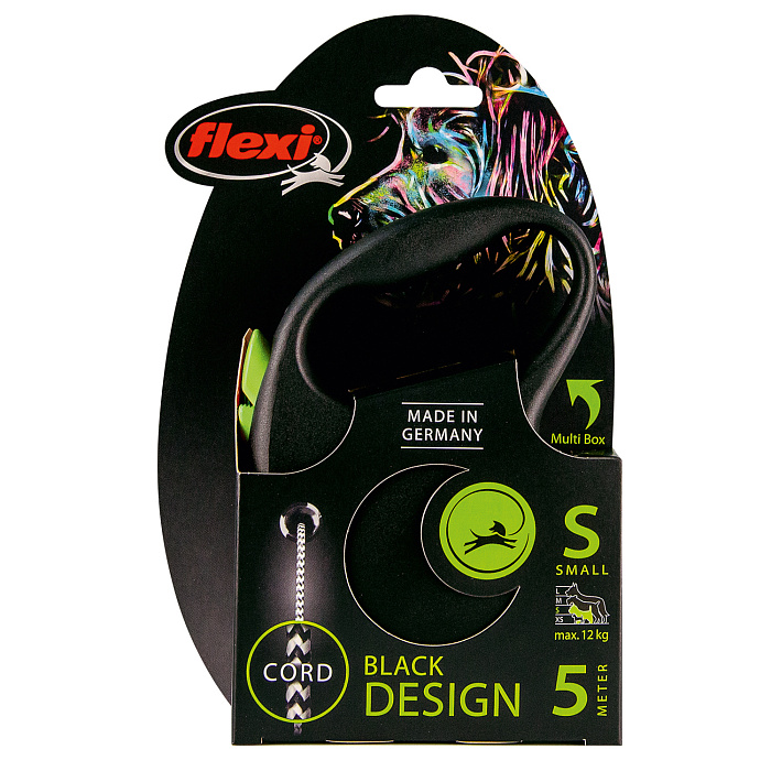 flexi рулетка Black Design S (до 12 кг) 5 м трос черный/зеленый