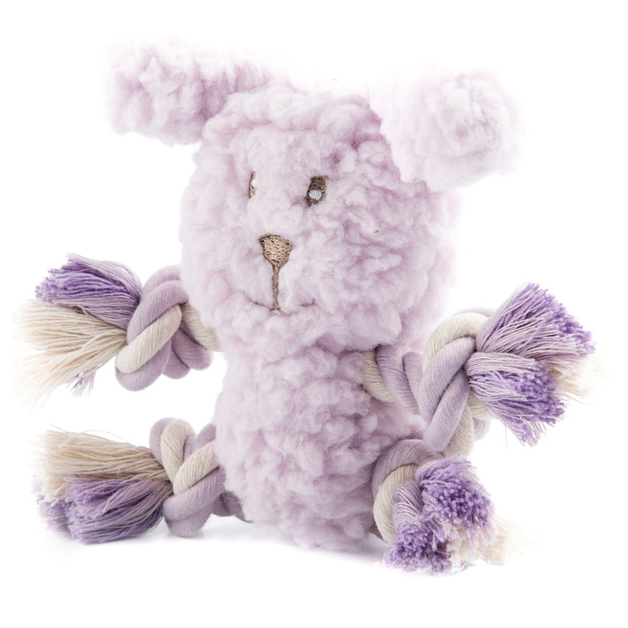 Игрушка AROMADOG Calm для собак Собачка с канатами 15 см с пищалкой, сиреневый
