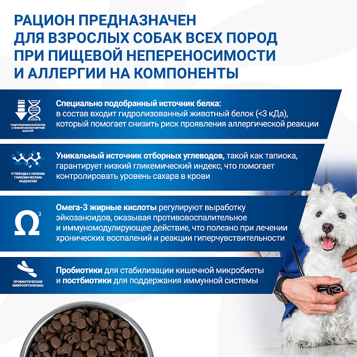 Диетический корм Monge VetSolution Dog An-Hydro ан-гидро для собак при пищевой непереносимости 2 кг