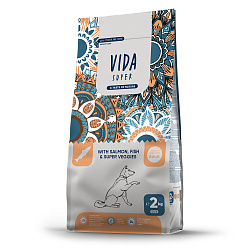 Сухой корм VIDA SUPER для взрослых собак средних и крупных пород из лосося и рыбы с овощами 2 кг