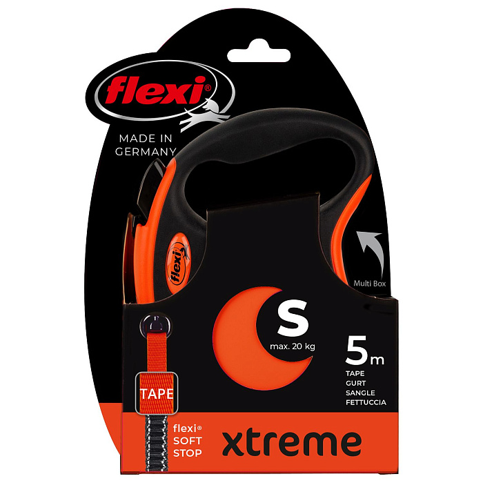 flexi рулетка Xtreme S (до 20 кг) 5 м лента оранжевая