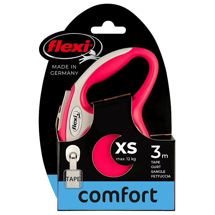 flexi рулетка NEW LINE Comfort XS (до 12 кг) лента 3 м серый/красный