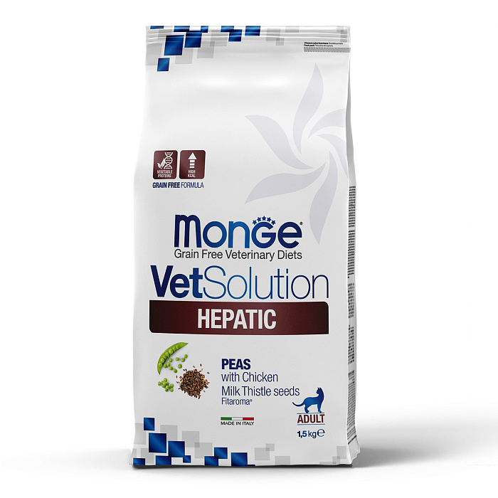 Диетический корм Monge VetSolution Cat Hepatic Гепатик для кошек при заболеваниях печени 1,5 кг