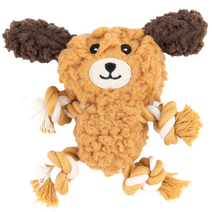Игрушка AROMADOG Rescue для собак Собачка с канатами 15 см с пищалкой, рыжий