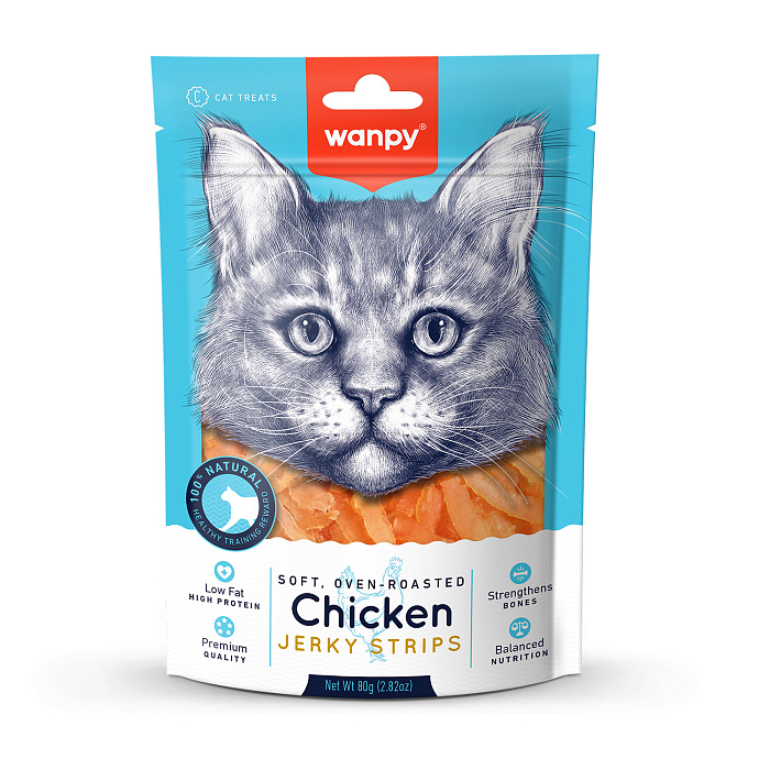 Wanpy Cat Лакомство для кошек «мягкая вяленая соломка» из курицы 80 г