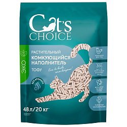 Растительный комкующийся наполнитель тофу Cat's choice без аромата 48 л/20 кг