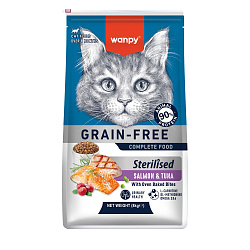 Сухой корм Wanpy Cat беззерновой с лососем и тунцом для стерилизованных кошек 8 кг