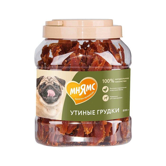 Лакомство Мнямс На каждый день для собак Утиные грудки в банке 800 г