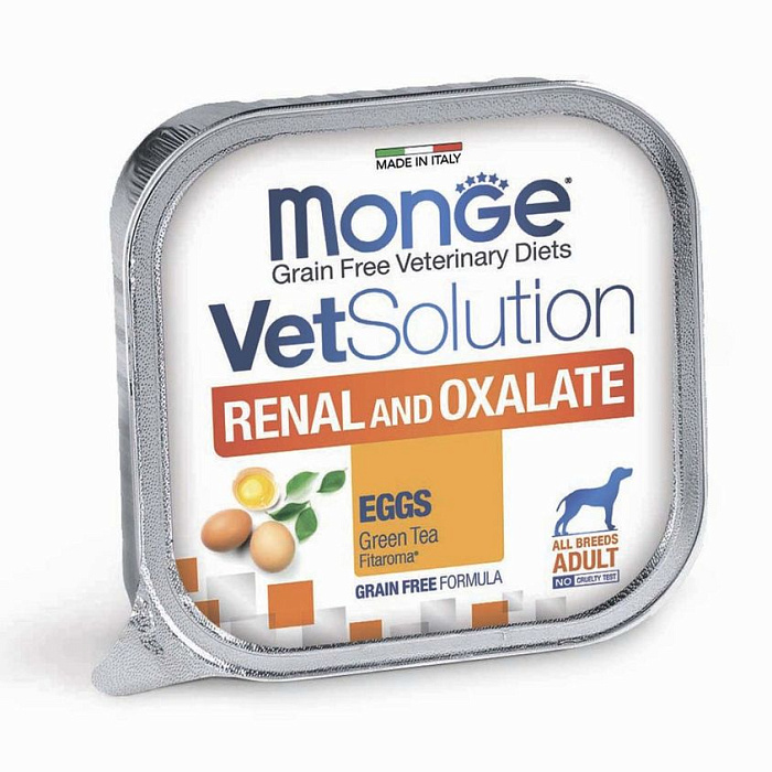Диетический корм Monge VetSolution Dog Renal and Oxalate Ренал и Оксалат для собак при ХПН и профилактике образования уролитов оксалата кальция 150г