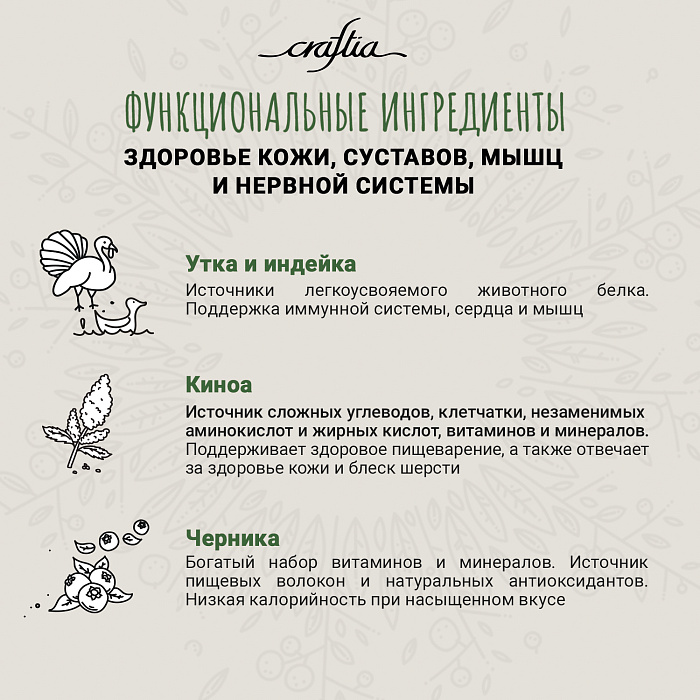 Сухой корм CRAFTIA HARMONA для стерилизованных кошек из утки и индейки 320 г