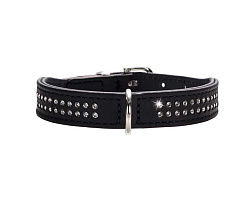 Hunter ошейник для собак Diamond petit 42 (35-39 см) кожа 2 ряда страз черный СКИДКА 50%