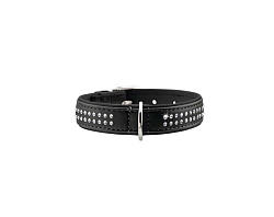Hunter ошейник для собак Modern Deluxe 35 (24-30 см см) кожзам 2 ряда страз черный СКИДКА 45%