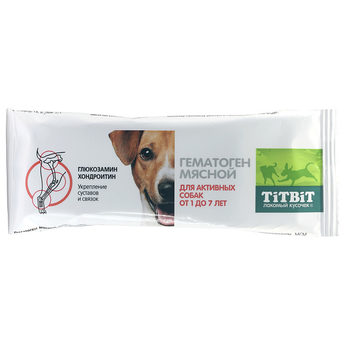 Лакомство TiTBiT Гематоген мясной для активных собак 35 г