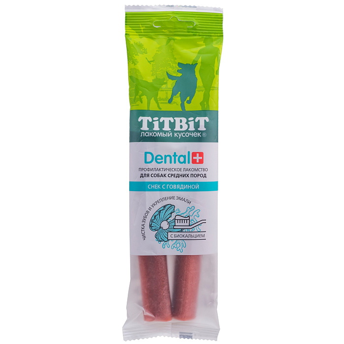 Лакомство TiTBiT Dental+ Снек для собак средних пород с говядиной 85 г
