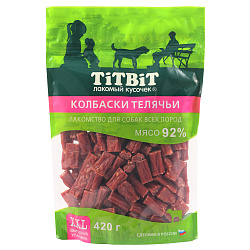 Лакомство TiTBiT Колбаски телячьи для собак всех пород 420 г - XXL выгодная упаковка