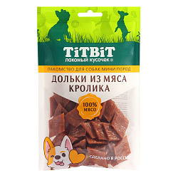 Лакомство TiTBiT Дольки из мяса кролика для собак мини пород 100 г