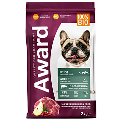 Сухой корм AWARD HYPO для взрослых собак всех пород со свининой с добавлением брусники, груши и розмарина 2кг