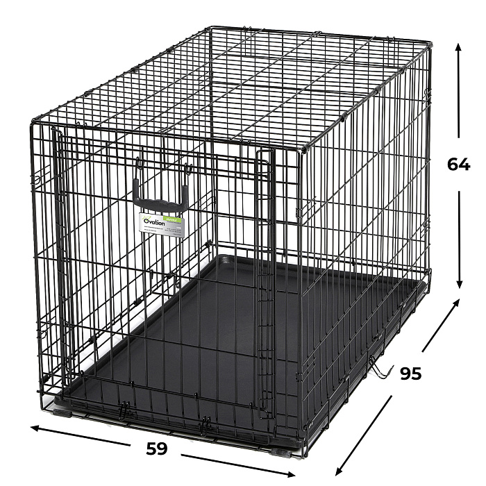 Клетка MidWest Ovation для собак 95х59х64h см, с торцевой вертикально-откидной дверью, черная