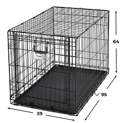 Клетка MidWest Ovation для собак 95х59х64h см, с торцевой вертикально-откидной дверью, черная