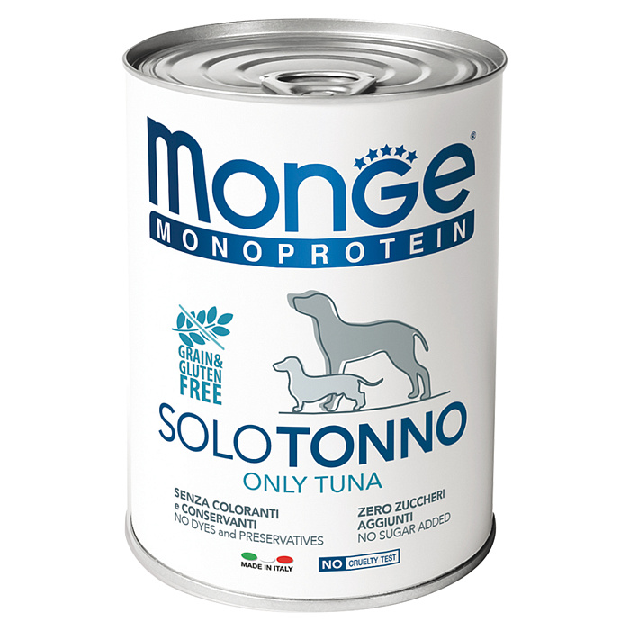 Влажный корм Monge Dog Monoprotein для собак, паштет из тунца, консервы 400 г