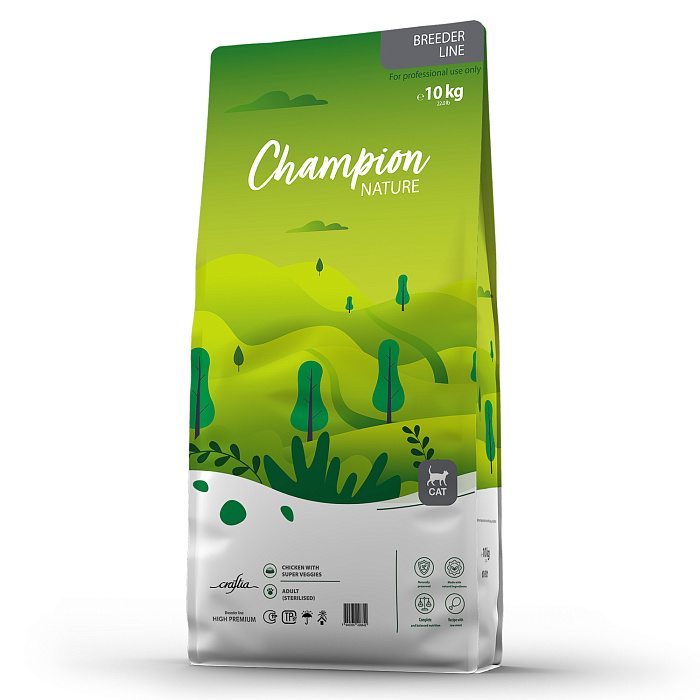 Сухой корм CRAFTIA CHAMPION NATURE PREMIUM для стерилизованных кошек с курицей и овощами 10 кг