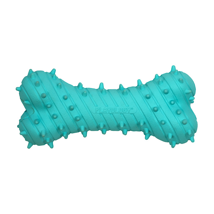 Playology дентальная жевательная косточка PUPPY TEETHING BONE для щенков 4-8 месяцев с ароматом арахиса, цвет голубой