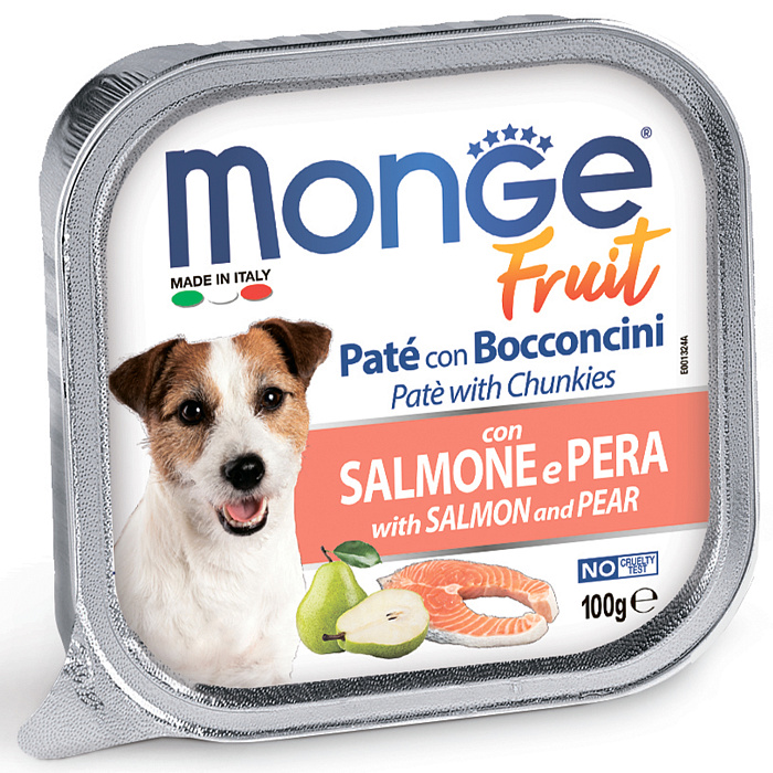 Влажный корм Monge Dog Fruit для собак, с лососем и грушей, консервы 100 г