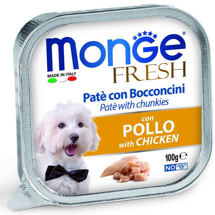 Влажный корм Monge Dog Fresh для собак, с курицей, консервы 100 г