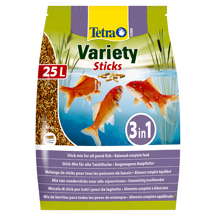 Tetra Pond Variety Sticks корм для прудовых рыб (3 вида палочек) 25 л