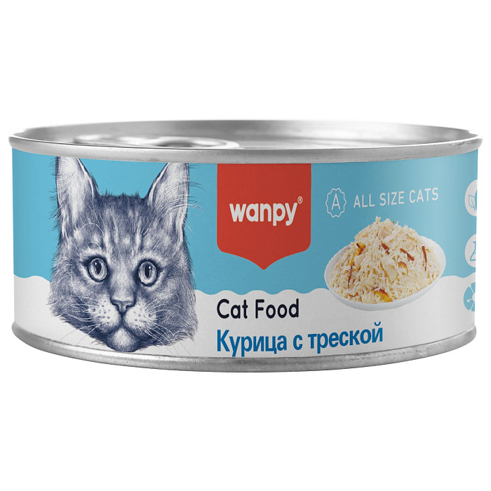 Wanpy Cat Консервы для кошек "Курица с треской" 95 г