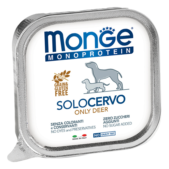 Влажный корм Monge Dog Monoprotein для собак, паштет из оленины, консервы 150 г