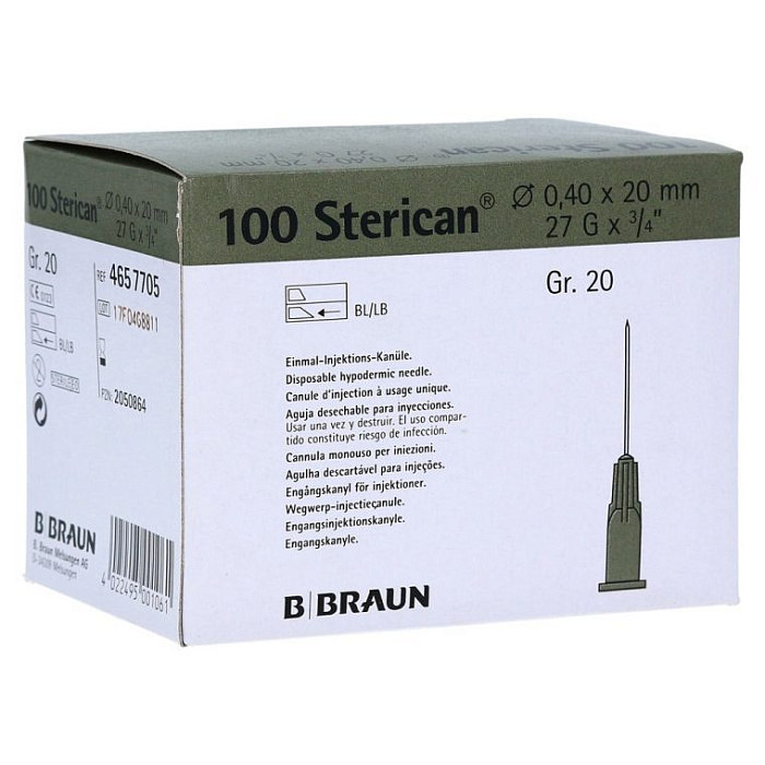 B.Braun Игла пункционная Стерикан 27G/0.40 мм, 20 мм (упак 100 шт) СКИДКА 80%