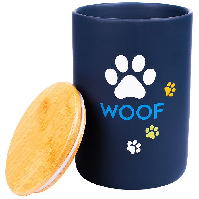КерамикАрт бокс керамический для хранения корма для собак WOOF 1900 мл, черный СКИДКА 50%