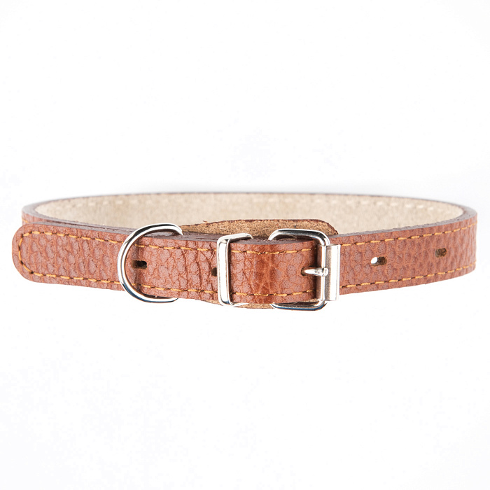 Ошейник Mr.Kranch для собак из натуральной кожи прямой, 29-35см, коричневый