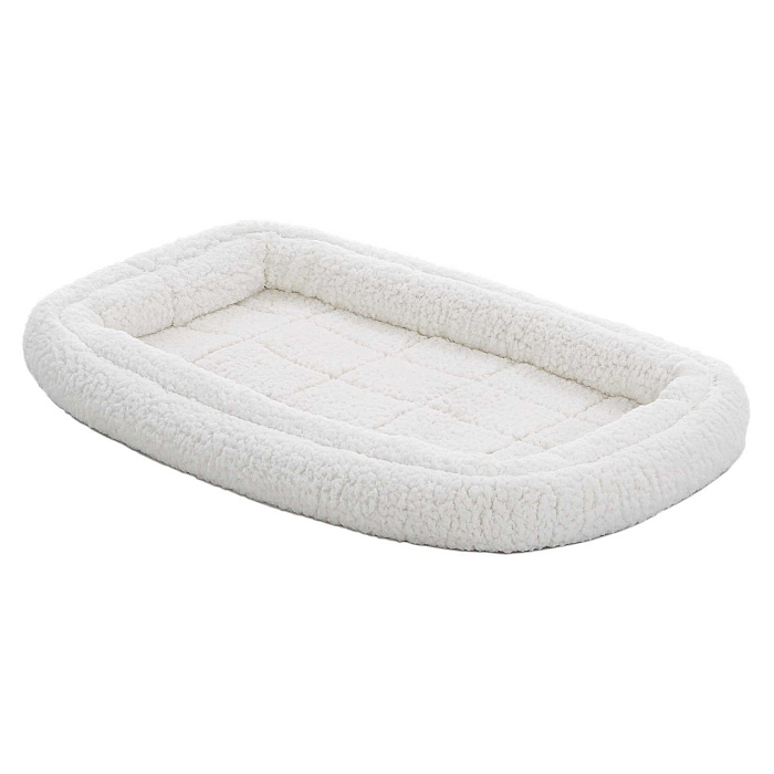 Лежанка MidWest Double Bolster для собак и кошек флисовая с двойным бортом 44х29 см, белая СКИДКА 40%