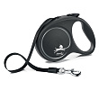 flexi рулетка Black Design L (до 50 кг) 5 м лента черный/серебро