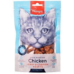 Wanpy Cat Лакомство для кошек «сердечки» из курицы с треской 80 г Wanpy Cat Лакомство для кошек «сердечки» из курицы с треской 80 г