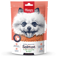 Wanpy Dog лакомые кусочки из нежного лосося в форме рыбок 100 г Wanpy Dog лакомые кусочки из нежного лосося в форме рыбок 100 г