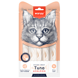 Wanpy Cat Лакомство для кошек "нежное пюре" из тунца и лосося 25 шт х14 г Wanpy Cat Лакомство для кошек "нежное пюре" из тунца и лосося 25 шт х14 г