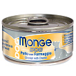 Влажный корм Monge Dog Natural для собак куриные кусочки с сыром, консервы 95 г