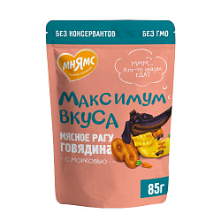 Пауч Мнямс Максимум Вкуса мясное рагу с говядиной и морковью для собак 85 г Пауч Мнямс Максимум Вкуса мясное рагу с говядиной и морковью для собак 85 г