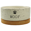 Миска Mr.Kranch Bamboo WOOF керамическая белая на бамбуковой подставке 470 мл Миска Mr.Kranch Bamboo WOOF керамическая белая на бамбуковой подставке 470 мл