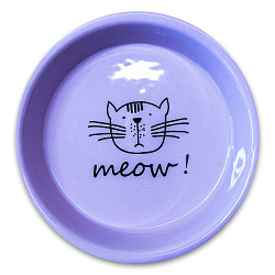 Миска Mr.Kranch керамическая для кошек MEOW! 200 мл сиреневая Миска Mr.Kranch керамическая для кошек MEOW! 200 мл сиреневая