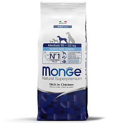 Сухой корм Monge Dog Daily Line Medium для щенков средних пород, из курицы 12 кг Сухой корм Monge Dog Daily Line Medium для щенков средних пород, из курицы 12 кг