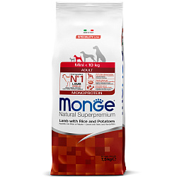 Сухой корм Monge Dog Speciality Line Monoprotein Mini для взрослых собак мелких пород, из ягненка с рисом и картофелем 7,5 кг Сухой корм Monge Dog Speciality Line Monoprotein Mini для взрослых собак мелких пород, из ягненка с рисом и картофелем 7,5 кг